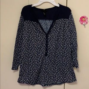 Navy floral blouse
